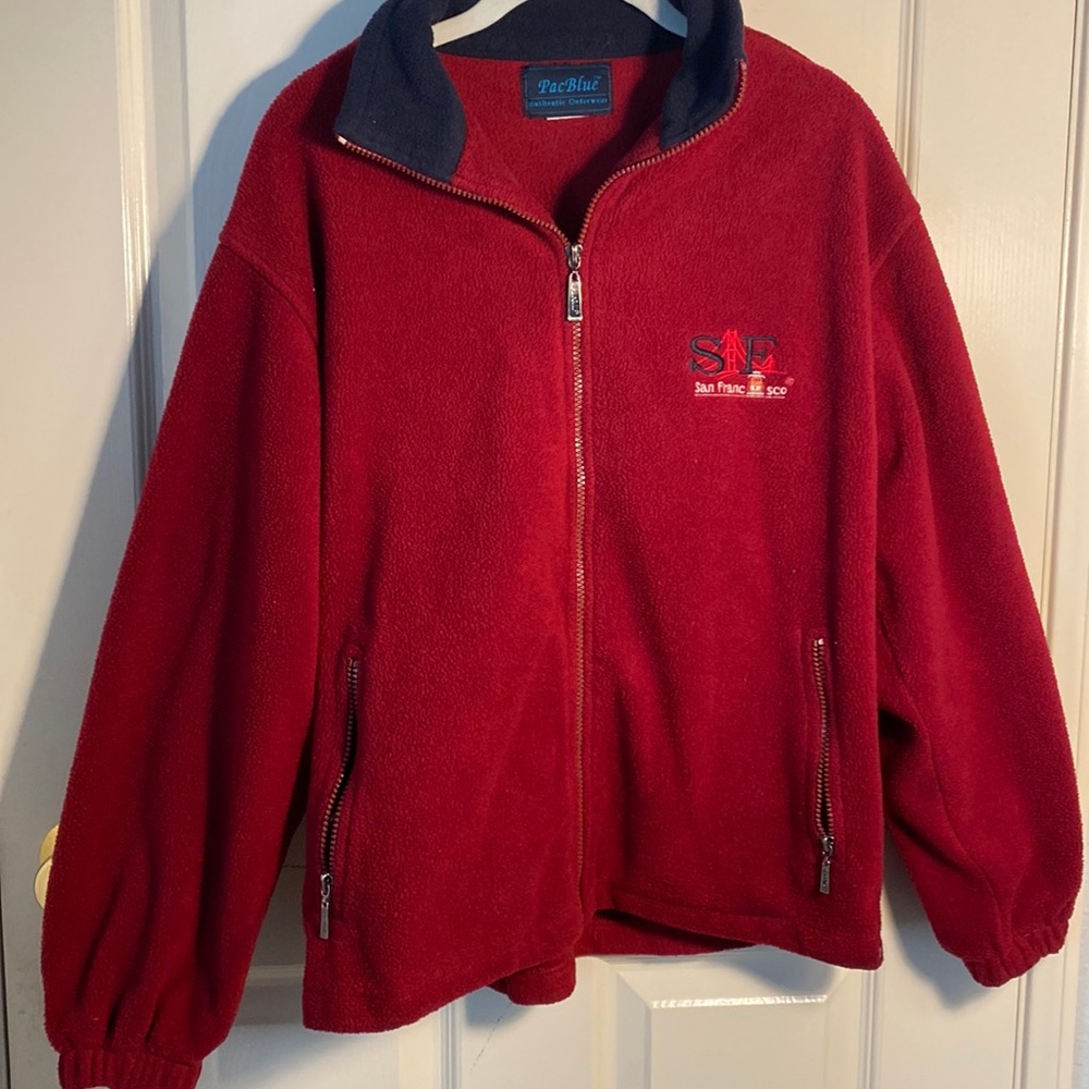San Francisco red zip up quarter neck. Size medium-large.